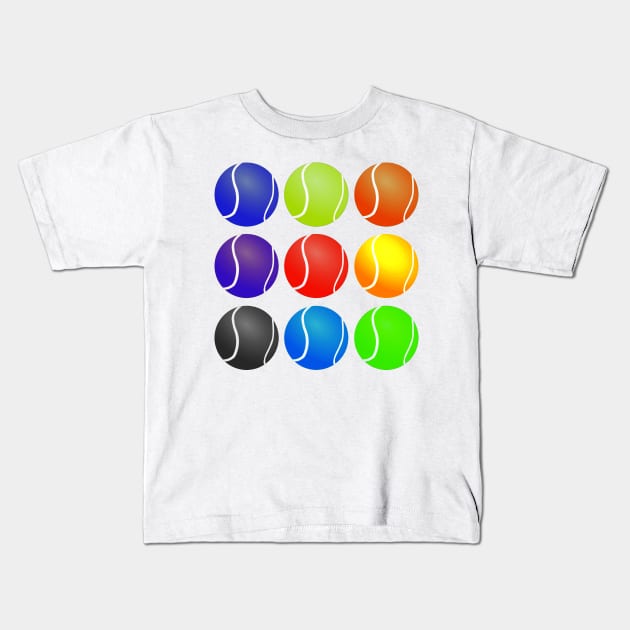 Rainbow Tennis Balls Kids T-Shirt by seanhunter